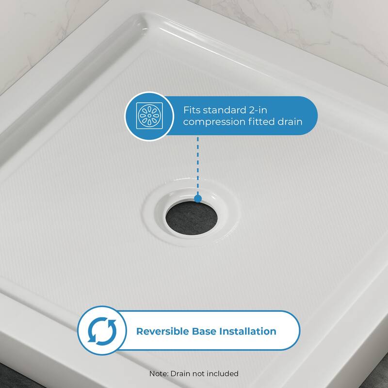 OVE Breeze Pivot Corner Frameless Pivot Shower Door Kit with Base Pan