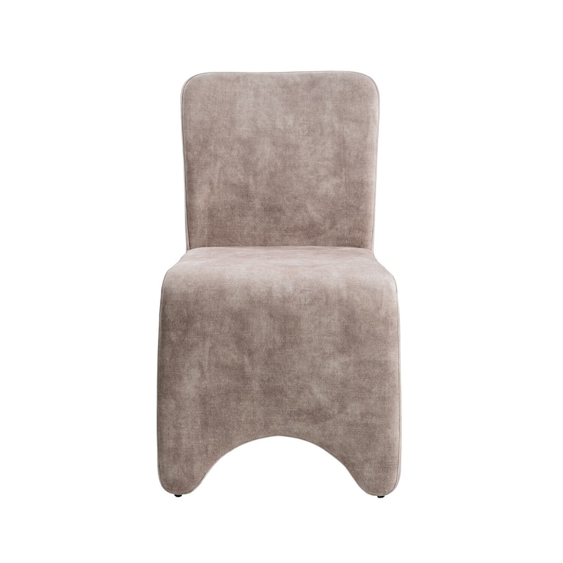 Brown/Beige Polyester Upholstered Metal Frame Dining Chair, Set of 2, Sturdy Dining Chair for Dining Rooms - 17.5
