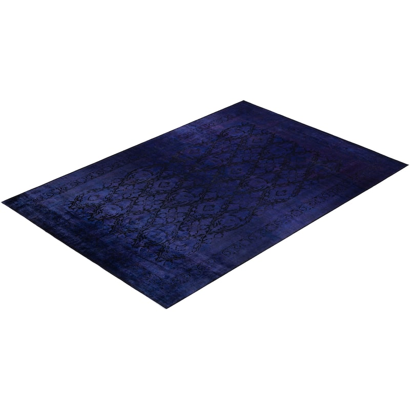 Overton Handknotted Wool Vintage Inspired Contemporary Overdyed Purple Area Rug - 17' 7" x 11' 10"