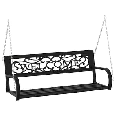 tradecheetllc Hanging Porch Swing Bench with Chains Steel and Plastic