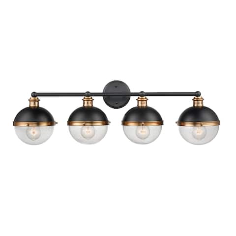 Millennium Lighting Ellmira 4 Light Matte Black/ Aged Brass Vanity Fixture