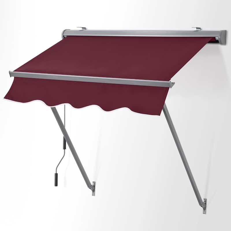 MCombo Patio Window Awnings 50''x55'', Fully Assembled Manual Retractable Sunshade Canopy