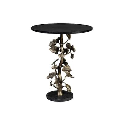 Furniture Classics Cast Iron Ginkgo Leaf Base Granite End Table