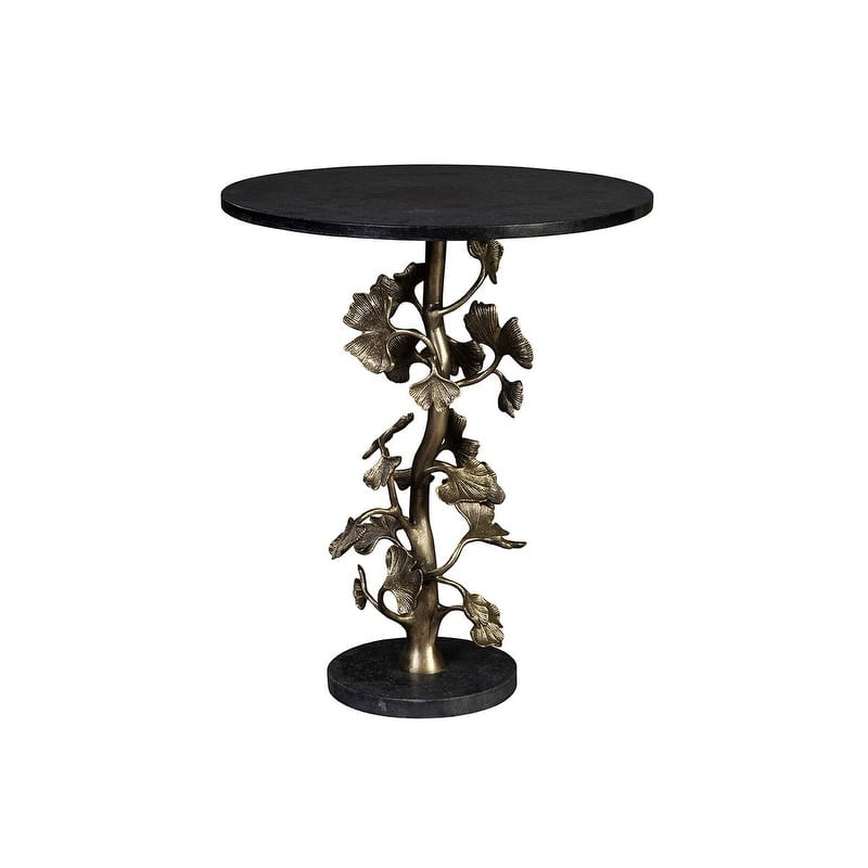 Furniture Classics Cast Iron Ginkgo Leaf Base Granite End Table