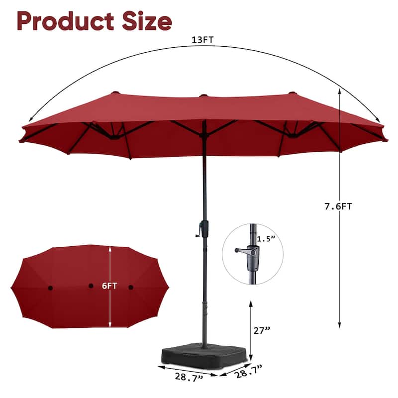 Ainfox 13FT/15FT Patio Umbrella Large Outdoor Umbrella with Base