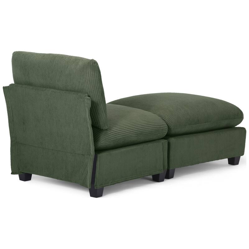 Hamilton Corduroy Upholstered Single Sofa Chair with Ottoman