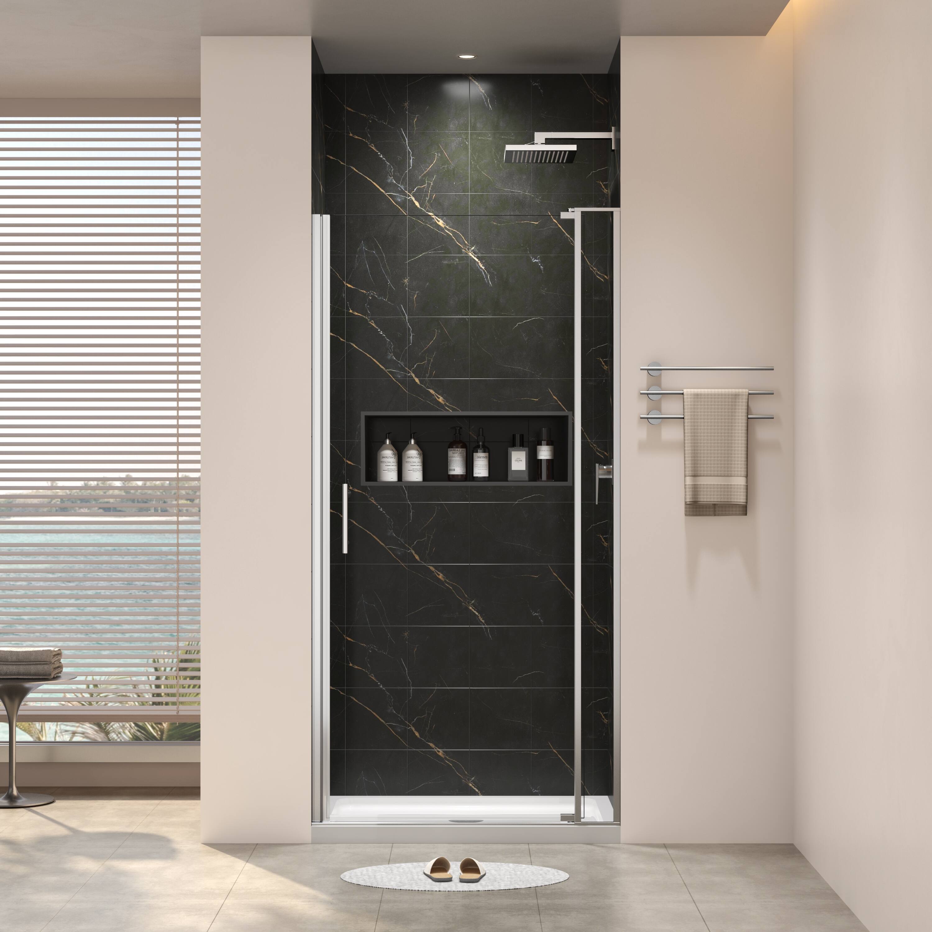 Semi-Frameless Left and Right Opening Universal Pivot Shower Door