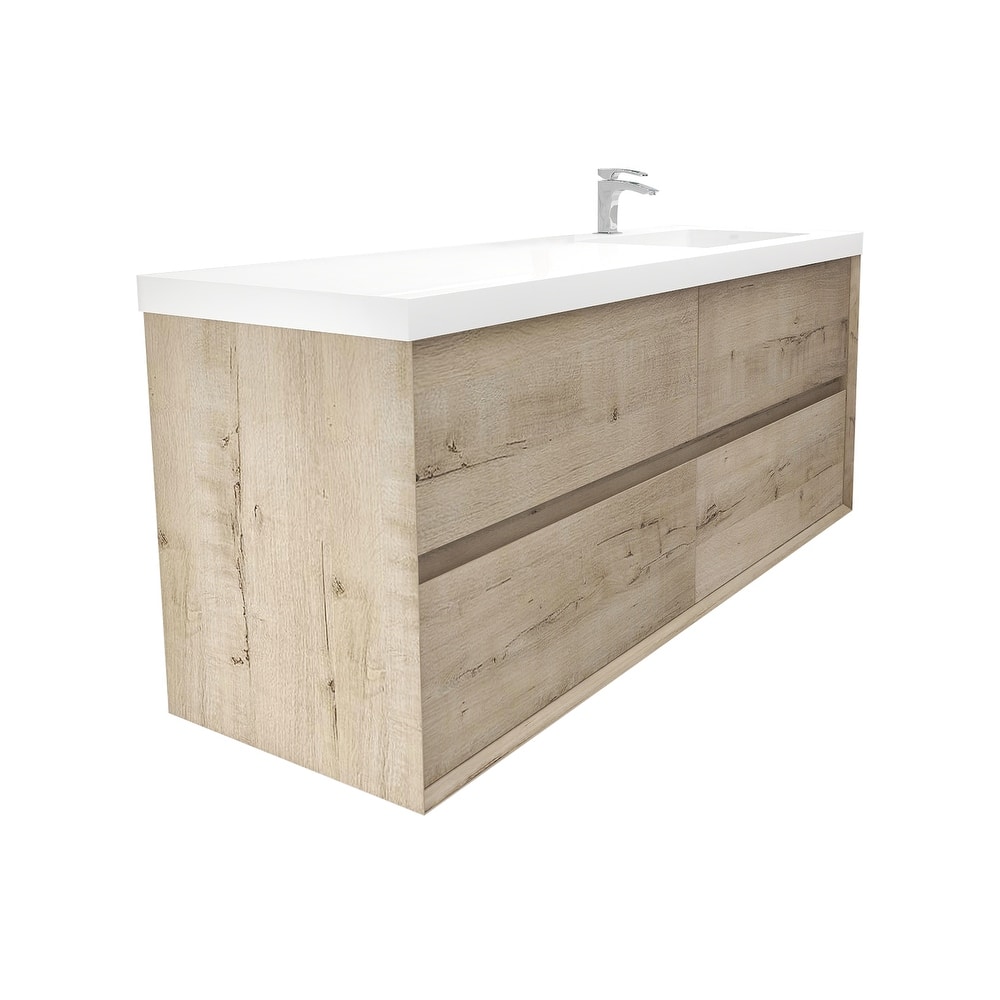 Selina 60" Wall Mounted Vanity with Single Sink on the Right - 60