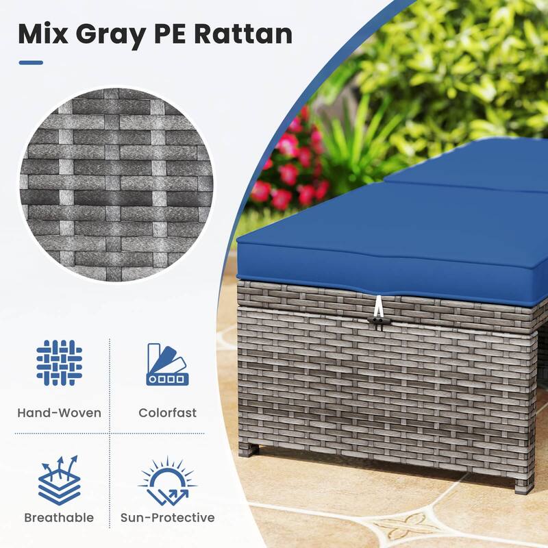 Costway Patio Ottomans Set of 2 PE Rattan Footstools with Removable - See Details