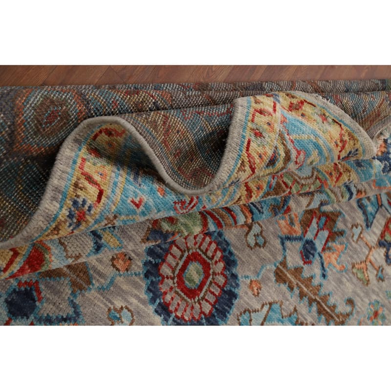 Hand Knotted Oriental 100% Wool Carpet Transitional All-Over Greys & Charcoal Oushak Area Rug - 12' 0'' X 9' 2''