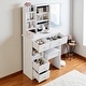preview thumbnail 5 of 12, Small Vanity Desk with Sliding Mirror and Stool, Compact Makeup Table with Drawer and Storage for Small Spaces