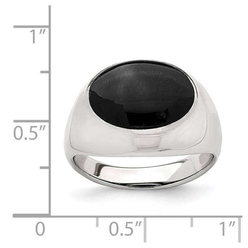 Curata 925 Sterling Silver Polished Black Simulated Onyx Ring