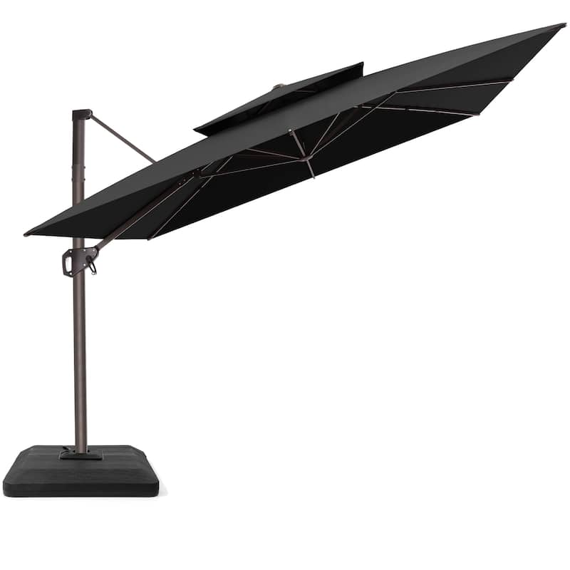 Outdoor Patio 10FT Square Cantilever Umbrella with 4-Piece Fillable Weighted Base
