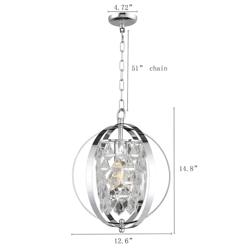 1 Light Mimi Orb Globe Crystal Chandelier 13 Inches Wide - Chrome