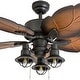 preview thumbnail 5 of 7, 52" Prominence Home Ocean Crest Bronze Tropical Indoor/Outdoor Ceiling Fan with Light, Pull Chain