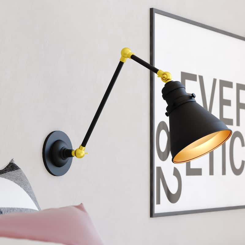 Alexis Reading Light Adjustable Swing Arm Wall Lamp with Metal Shade