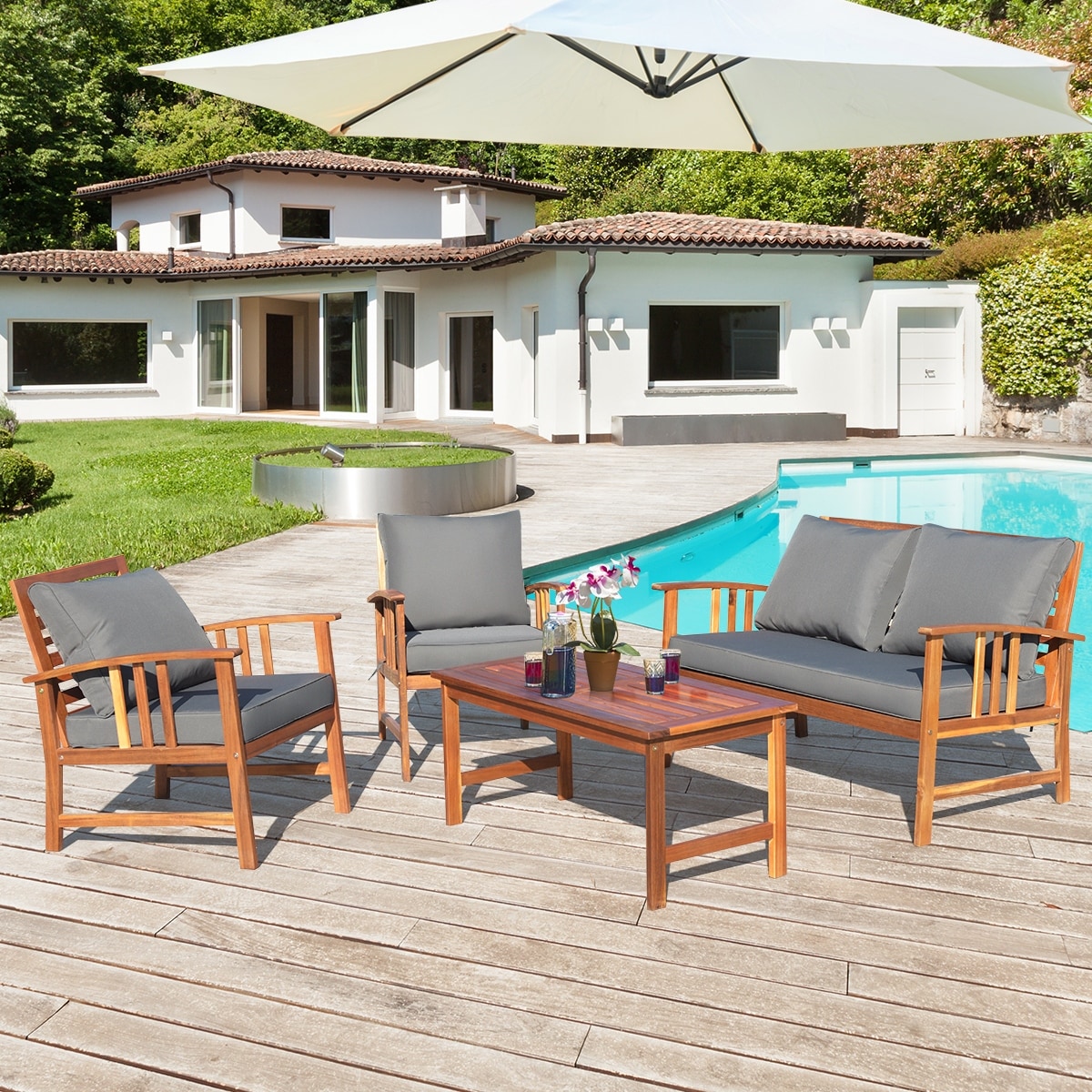 Walnew 4 pcs outdoor patio furniture deals