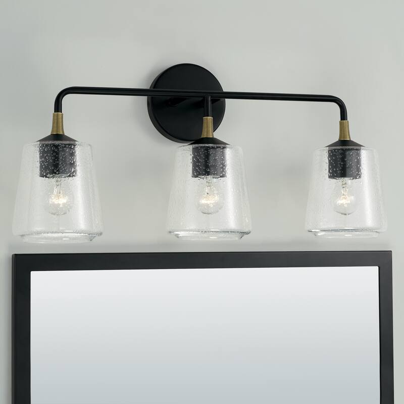 Amara 3-light Matte Black/ Brass Bath/ Vanity Fixture