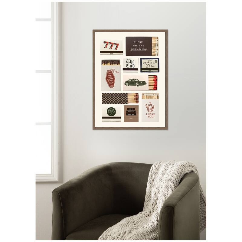 Kate and Laurel Vintage Matchbox by Lucky Guava Framed Canvas Wall Art Print