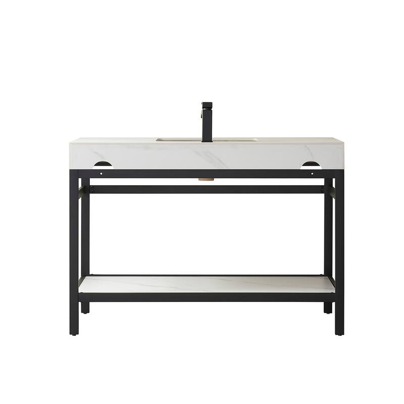 Funes 48" Single Vanity, Metal Support with Stone Top without Mirror - 48''x22''