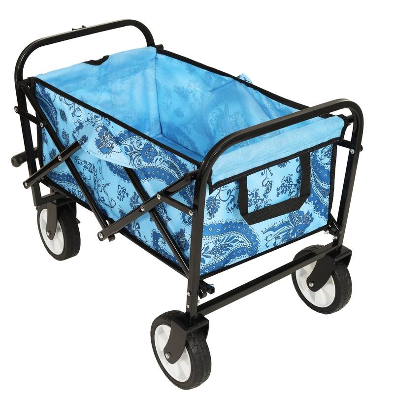 Colorful Collapsible Utility Wagon Cart with Strapping System - 225 lb Capacity