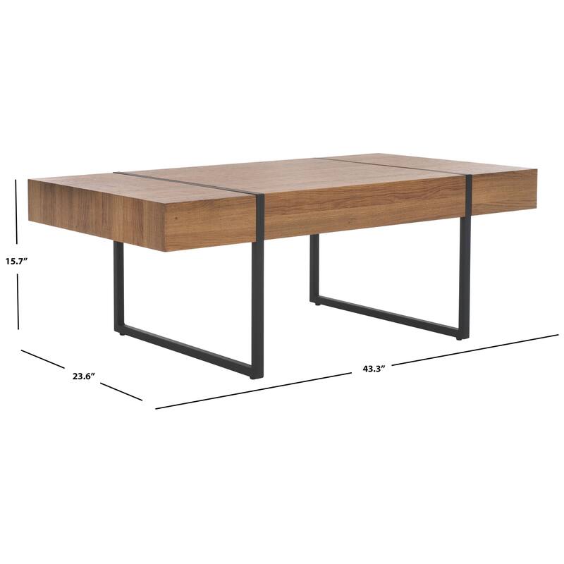 SAFAVIEH Tristan Modern Rustic Rectangular Coffee Table - 43.3" W x 23.6" L x 15.7" H - 43.3" W x 23.6" L x 15.7" H
