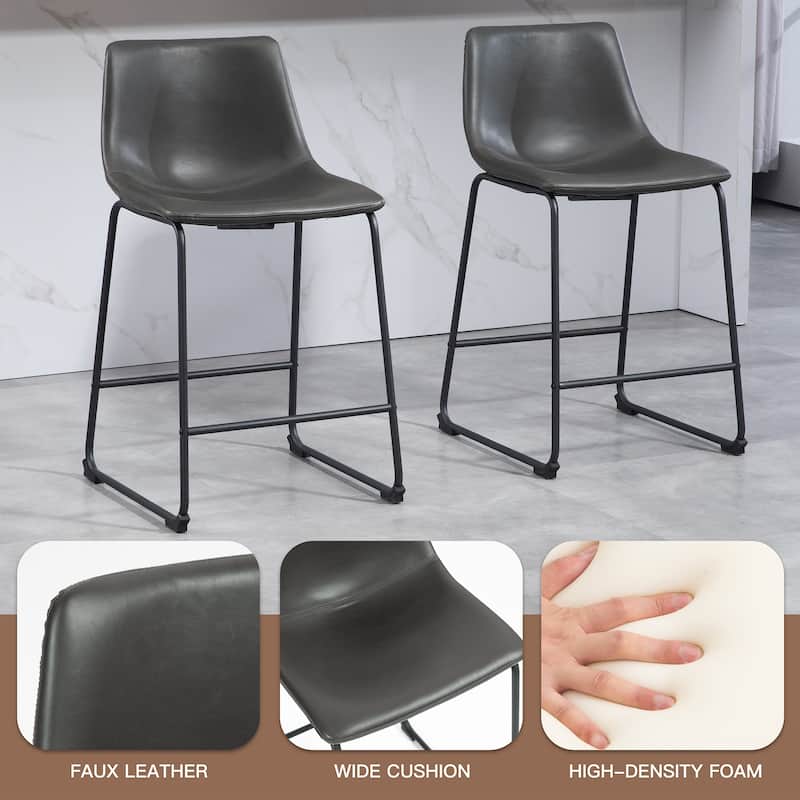 Carbon Loft Richard Faux Leather and Iron Counter Stool (Set of 2)