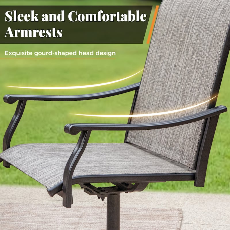 MAISON ARTS 5-Piece Patio Dining Set, Metal Table and 4 Textilene Fabric Swivel Dining Chairs