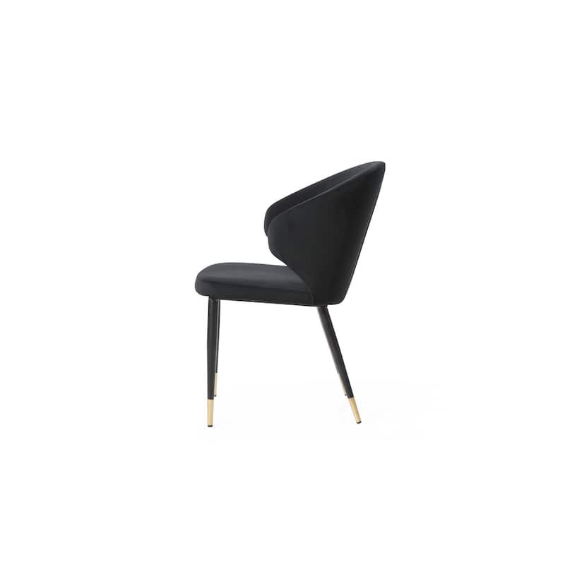 Coastal Cool Dining Chair - Black Velvet Seat, Elegant Metal Frame, Modern Accent Chair - 32