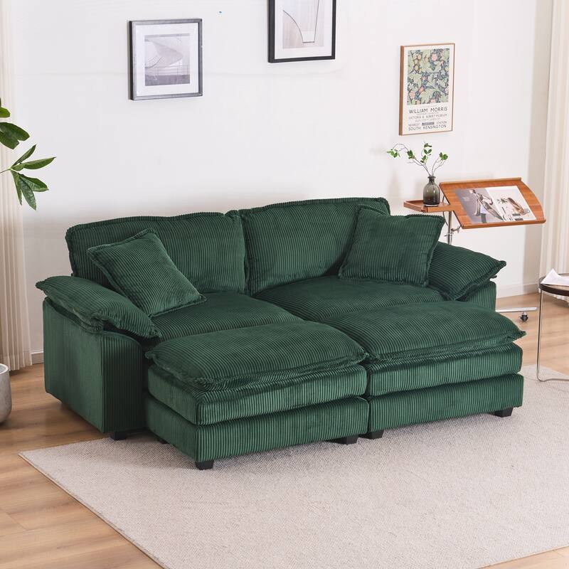 2-seats Sofa With 2 Back Pillows - Green