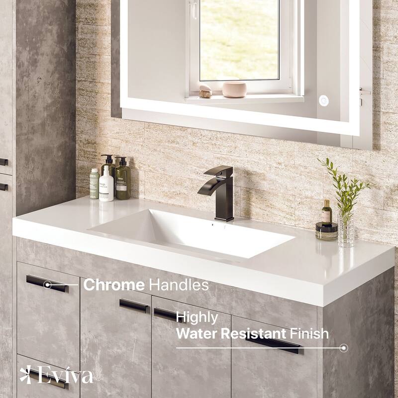Eviva Lugano 42"W Cement Gray Modern Bath Vanity with WH Acrylic Top - 42"