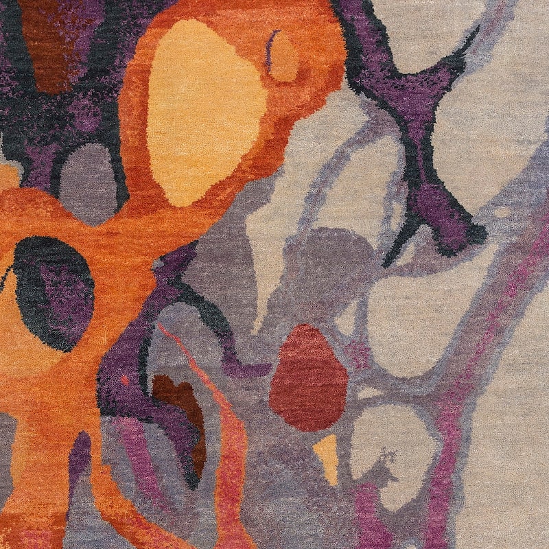 Hand Knotted Pool Wool Area Rug - 4' x 6'