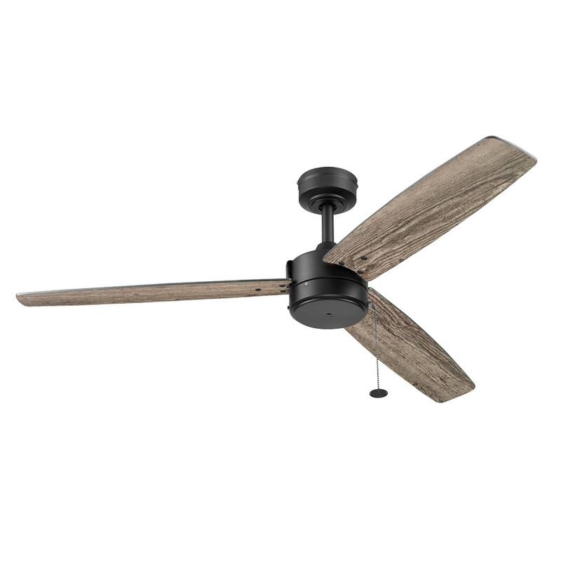 52" Prominence Home Journal Matte Black Contemporary Indoor/Outdoor Ceiling Fan with No Light, Pull Chain