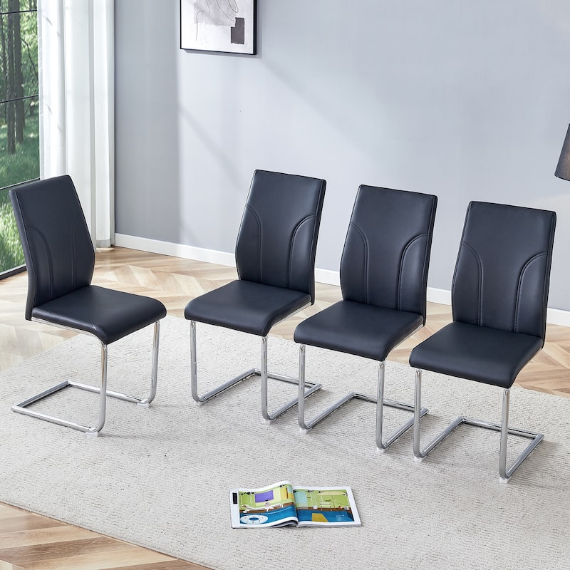 Roomfitters PU Dining Chairs with High Backrest and Sturdy Legs, Set of 4 for Kitchen or Dining Room Use
