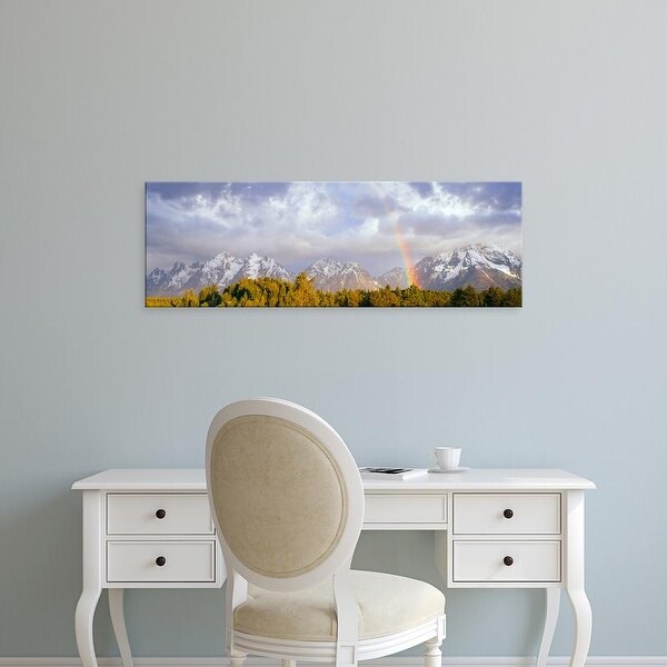 Easy Art Prints Panoramic Image 'Rainbow over the Teton Range, Grand Teton National Park, Wyoming' Canvas Art