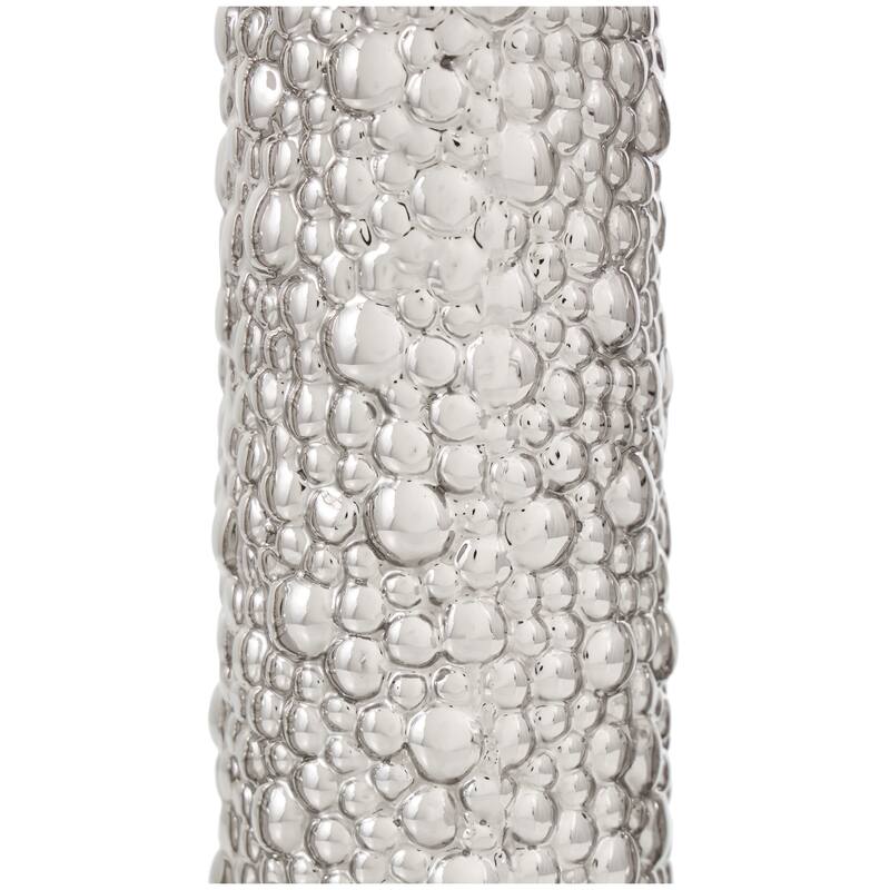 CosmoLiving by Cosmopolitan Sleek Ceramic Glam Vase with Varying Patterns (Set of 3) - Silver, Gold, Dark Blue, White