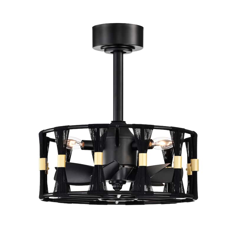 Matte Black and Gold 16 Inch Modern Fandelier