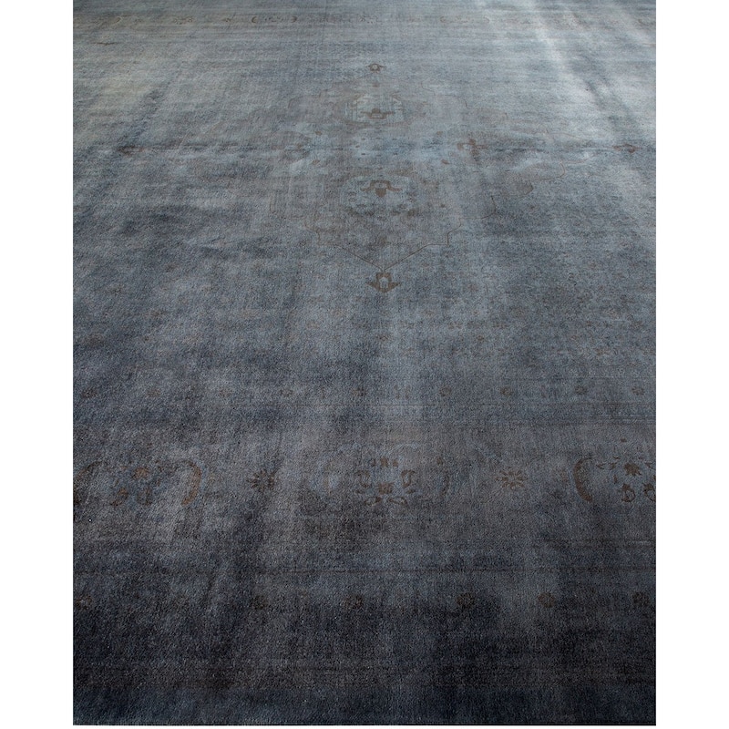 Overton Handknotted Wool Vintage Inspired Contemporary Overdyed Light Gray Area Rug - 18' 4" x 12' 5"