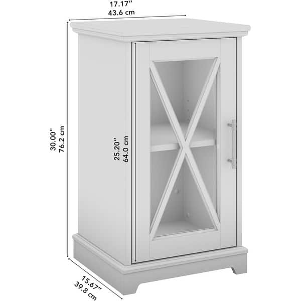 Bush Furniture Lennox Small Farmhouse End Table with Storage in Linen ...