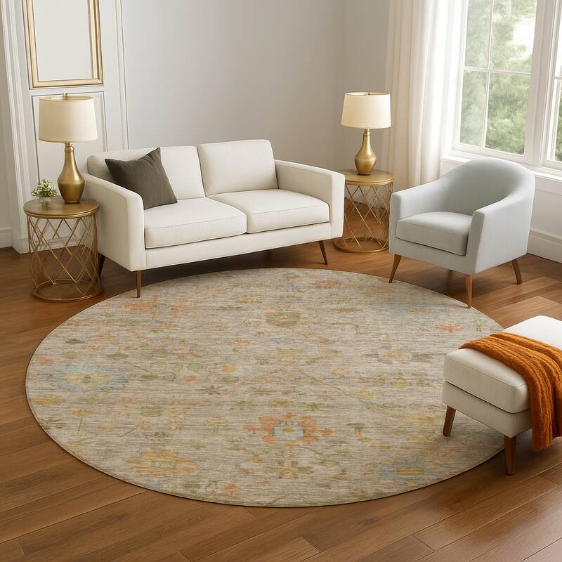 Premium Washable Super Soft Farmhouse Traditional Mayfield Rug - Beige - 8' x 8'