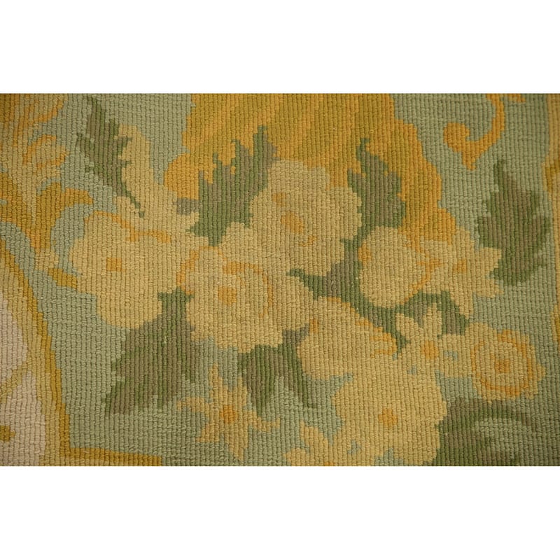 Flat-Weave Vegetable Dye Savonnerie Runner Rug Wool Carpet - 4'3" x 10'1"