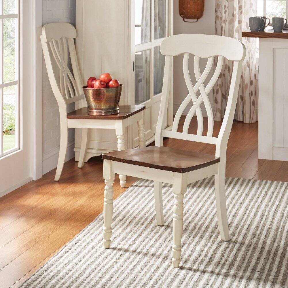Ohana Dining Chair, Set of 2, Antique White and Cherry - antiquewhite 