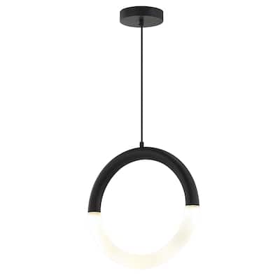 EVOLV Acryluxe Revolve 18-inch Matte Black LED Pendant with Frosted Acrylic