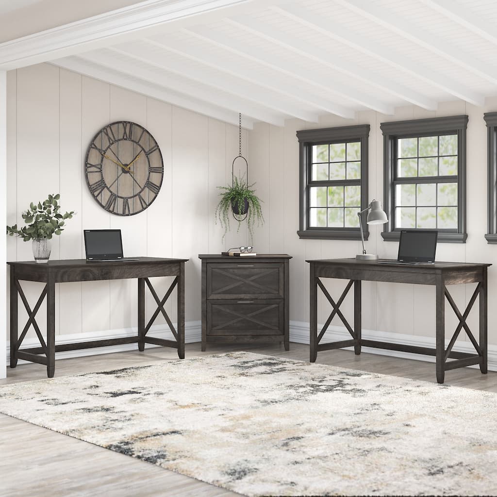Key West 2 Person Desk Set with Lateral File Cabinet by Bush Furniture