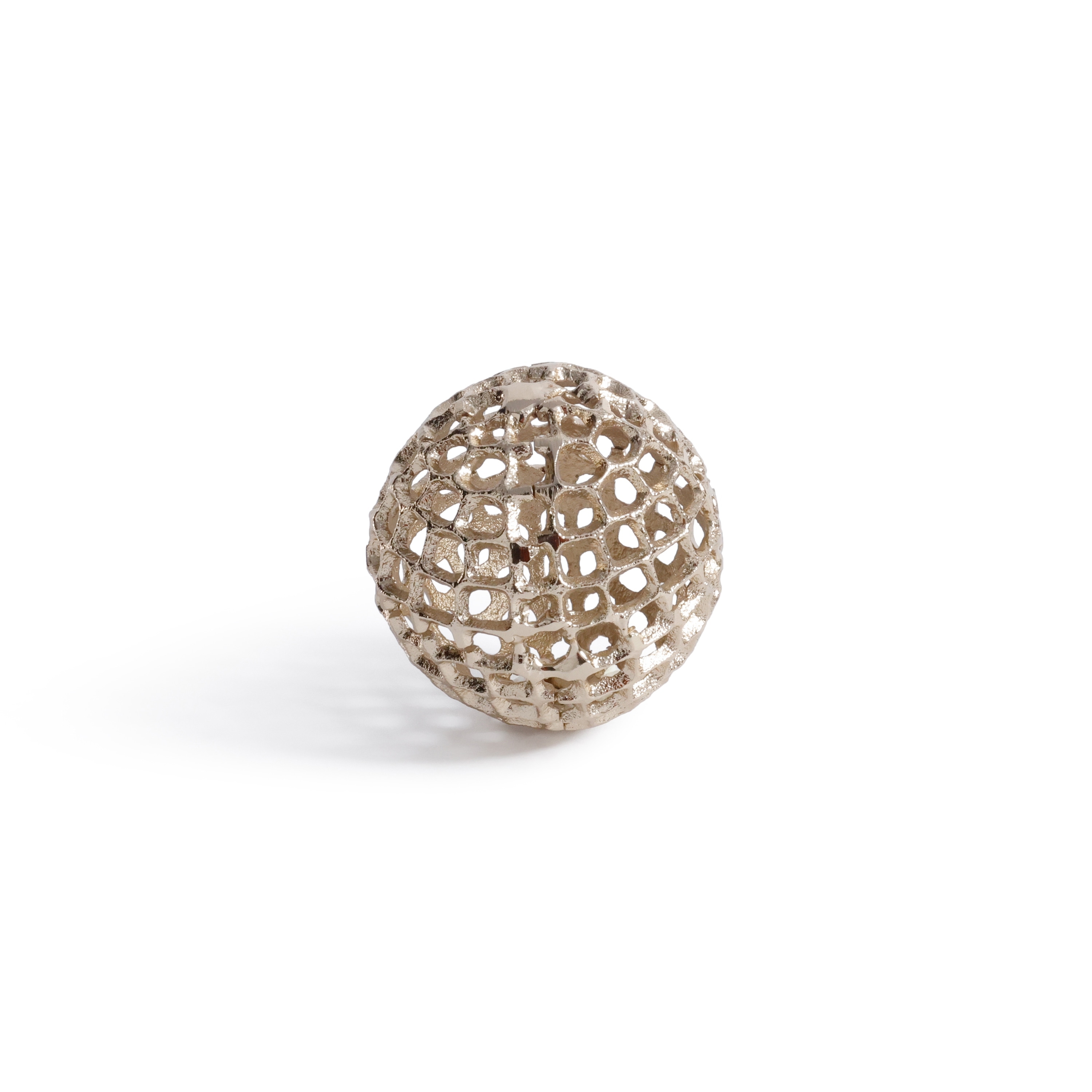 Reticolo Decorative Gold Metal Orbs, Set of 2, 4"