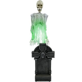 Haunted Hill Farm Floating Skeleton Ghost Over Tombstone by Tekky, Indoor or Covered Outdoor Premium Halloween Animatronic