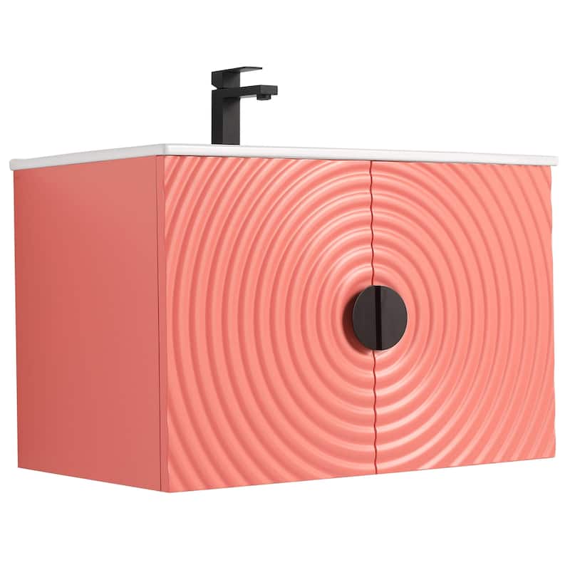 Pellabay Modern Bathroom Vanity with Fluted Circular Doors - Sink Included
