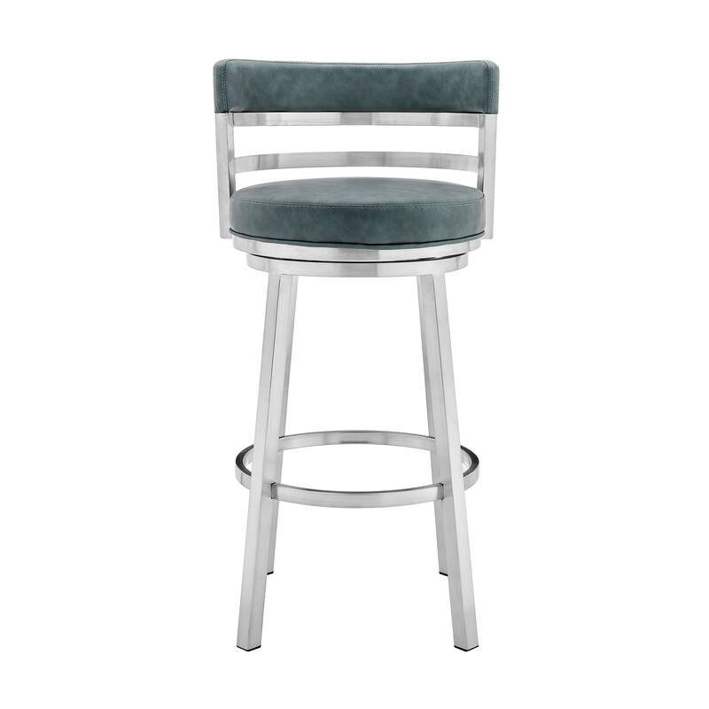 Madrid Modern Swivel Bar Stool, Upholstered Counter Height Chair with Metal Frame