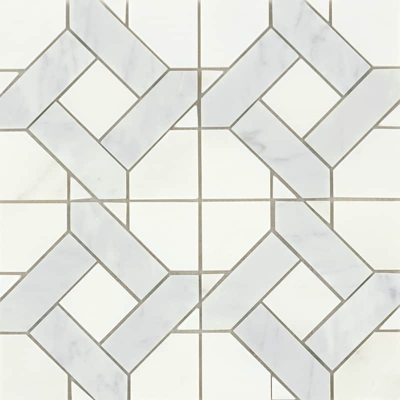 Emser Tile Alluro - 12" x 12" Square Basketweave Mosaic Wall Tile - - Silver