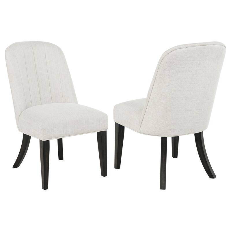Leandro Upholstered Dining Side Chair Cream (Set of 2) - Cream / Burnished Black